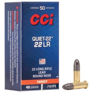CCI .22 LR 22 Long Rifle Quiet-22 40 grain LRN Lead Round Nose 710 FPS (50 rd box)