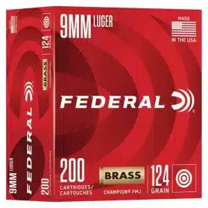 Federal Champion 9mm 124 grain FMJ Full Metal Jacket 1090 FPS 200 rd box FREE SHIPPING (1000 rd case)