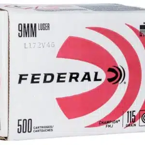 Federal Champion 9mm 115 grain FMJ Full Metal Jacket 500 rd box x 2 FREE SHIPPING (1000 rd case)