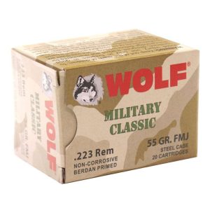 Wolf Military Classic .223 REM 55 grain FMJ Full Metal Jacket STEEL CASING 20 rd box 500 rd case x 2 FREE SHIPPING (1000 rd case)