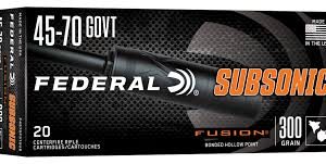 Federal Subsonic 45-70 GOVT. 300 grain Bonded Hollow Point Fusion (20 rd box)