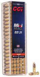 CCI Mini-Mag .22 LR Long Rifle 40 grain Copper Plated Round Nose 1235 FPS (100 rd box)