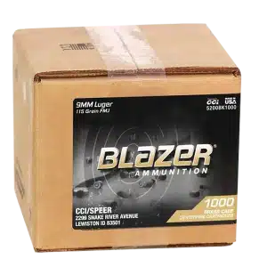 CCI Blazer Brass 9mm 115 grain FMJ Full Metal Jacket Bulk Pack FREE SHIPPING (1000 rd case)