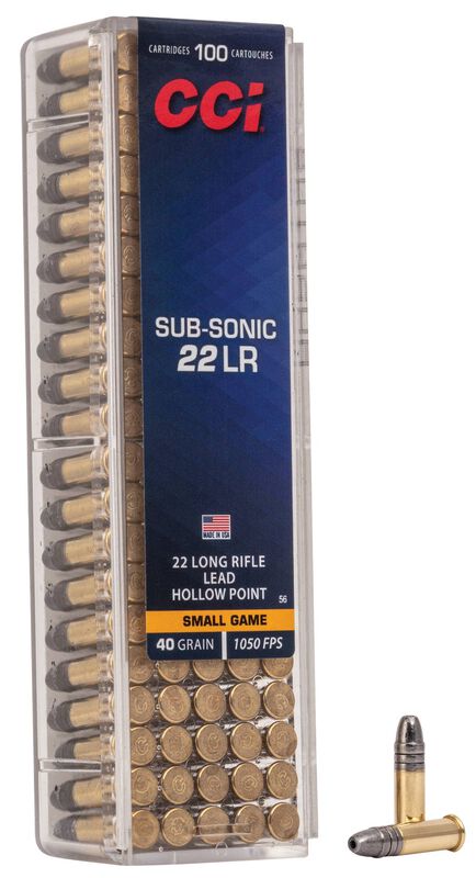 CCI .22 LR Long Rifle Subsonic 40 grain Lead Hollow Point 1050 FPS (100 rd box)